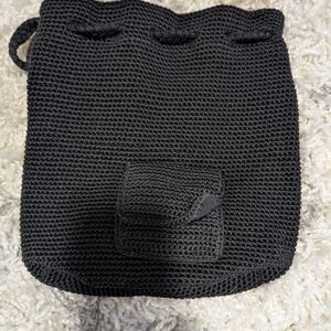 Black Knit Drawstring Bag